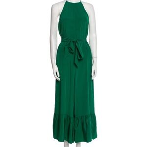 Tibi Halterneck Silk Green Jumpsuit - Size 2